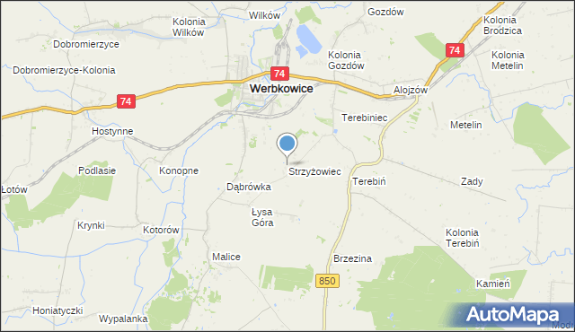 mapa Strzyżowiec, Strzyżowiec gmina Werbkowice na mapie Targeo