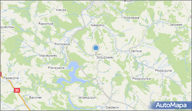 mapa Strzyżowiec, Strzyżowiec gmina Wleń na mapie Targeo