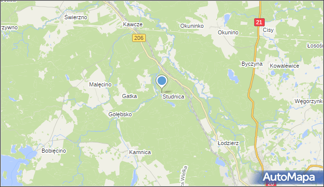 mapa Studnica, Studnica gmina Miastko na mapie Targeo