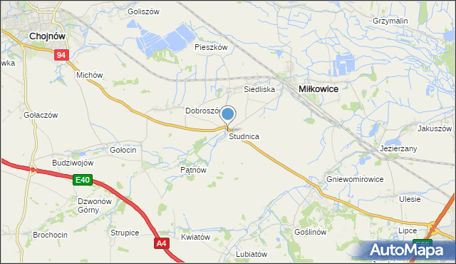 mapa Studnica, Studnica gmina Miłkowice na mapie Targeo