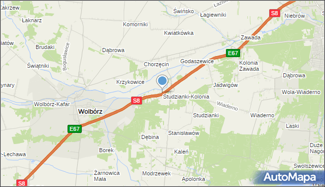 mapa Studzianki-Kolonia, Studzianki-Kolonia gmina Wolbórz na mapie Targeo