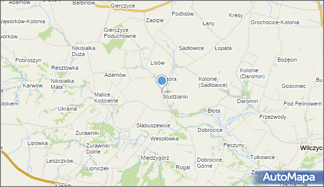 mapa Studzianki, Studzianki gmina Lipnik na mapie Targeo