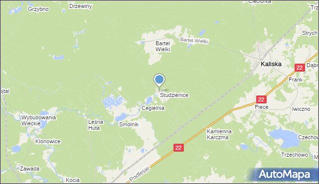 mapa Studzienice, Studzienice gmina Kaliska na mapie Targeo