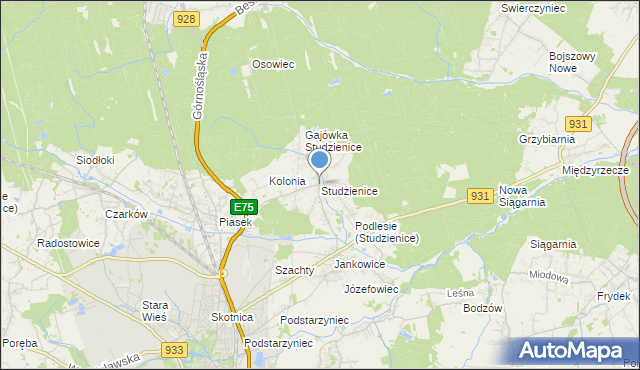 mapa Studzienice, Studzienice gmina Pszczyna na mapie Targeo