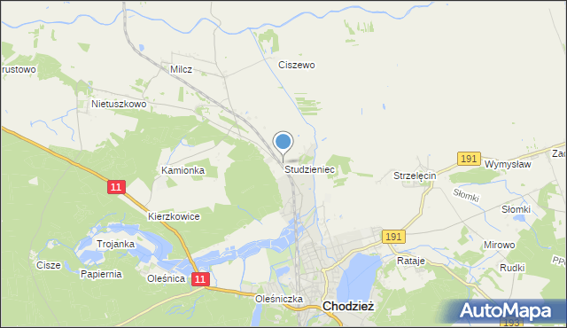 mapa Studzieniec, Studzieniec gmina Chodzież na mapie Targeo