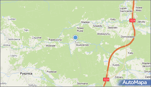 mapa Studzieniec, Studzieniec gmina Pysznica na mapie Targeo