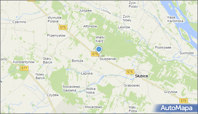 mapa Studzieniec, Studzieniec gmina Słubice na mapie Targeo