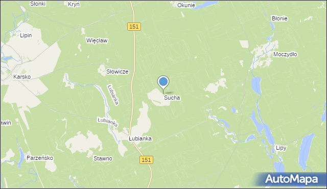 mapa Sucha, Sucha gmina Barlinek na mapie Targeo