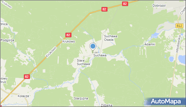 mapa Suchawa, Suchawa gmina Wyryki na mapie Targeo