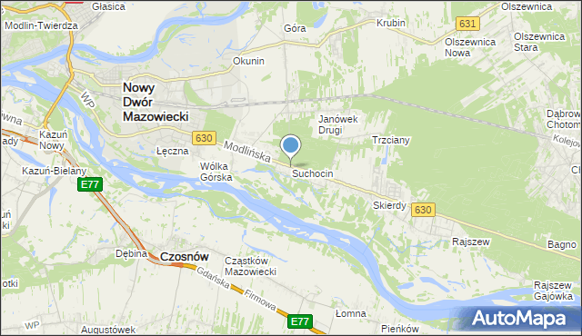 mapa Suchocin, Suchocin gmina Jabłonna na mapie Targeo