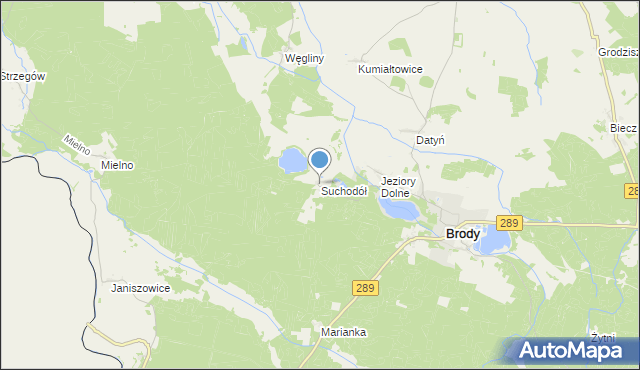 mapa Suchodół, Suchodół gmina Brody na mapie Targeo