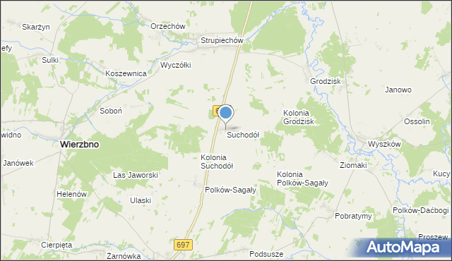mapa Suchodół, Suchodół gmina Grębków na mapie Targeo
