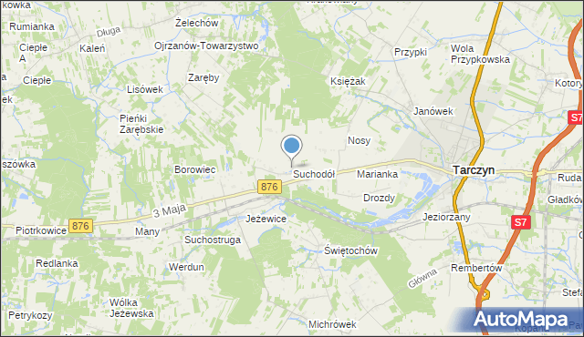 mapa Suchodół, Suchodół gmina Tarczyn na mapie Targeo