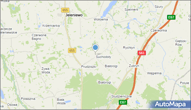 mapa Suchodoły, Suchodoły gmina Jeleniewo na mapie Targeo