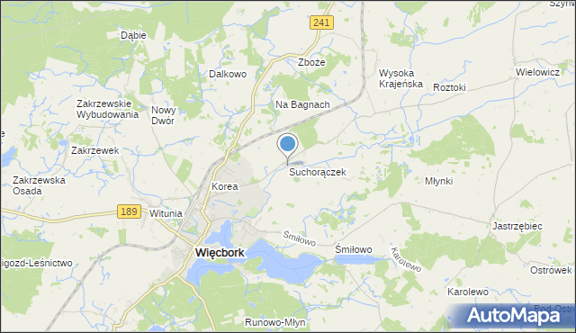 mapa Suchorączek, Suchorączek na mapie Targeo