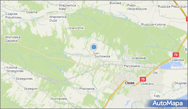 mapa Suchowola, Suchowola gmina Osiek na mapie Targeo