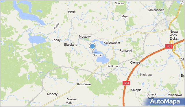 mapa Suczki, Suczki gmina Ełk na mapie Targeo