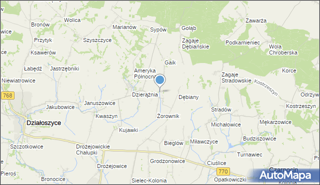 mapa Sudół, Sudół gmina Działoszyce na mapie Targeo