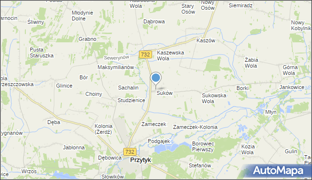 mapa Suków, Suków gmina Przytyk na mapie Targeo
