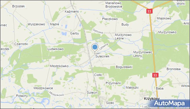 mapa Sulęcinek, Sulęcinek na mapie Targeo