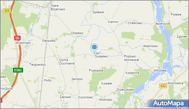 mapa Sulejewo, Sulejewo gmina Lipno na mapie Targeo