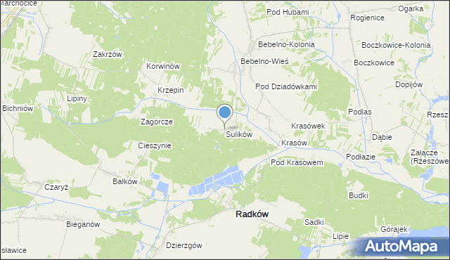 mapa Sulików, Sulików gmina Radków na mapie Targeo