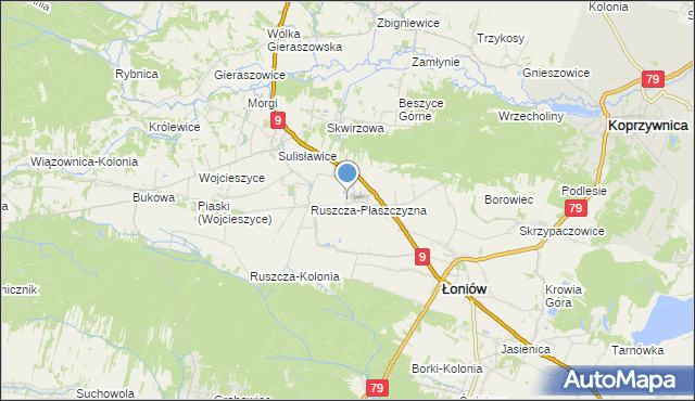 mapa Suliszów, Suliszów gmina Łoniów na mapie Targeo