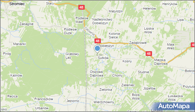 mapa Sułków, Sułków gmina Stromiec na mapie Targeo