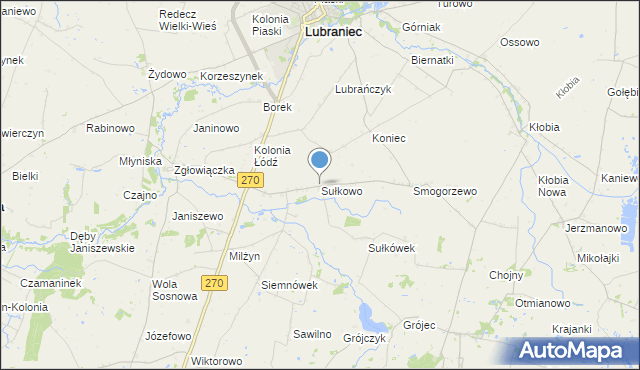 mapa Sułkowo, Sułkowo gmina Lubraniec na mapie Targeo