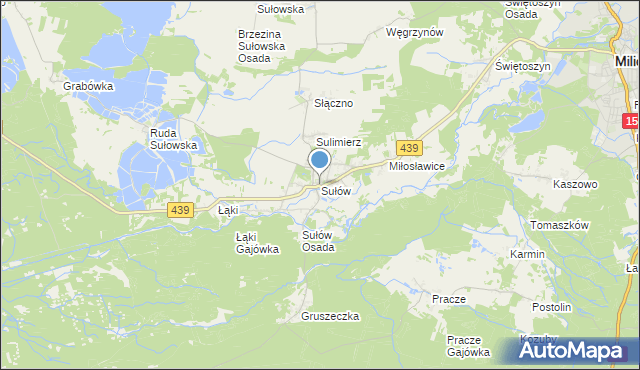 mapa Sułów, Sułów gmina Milicz na mapie Targeo