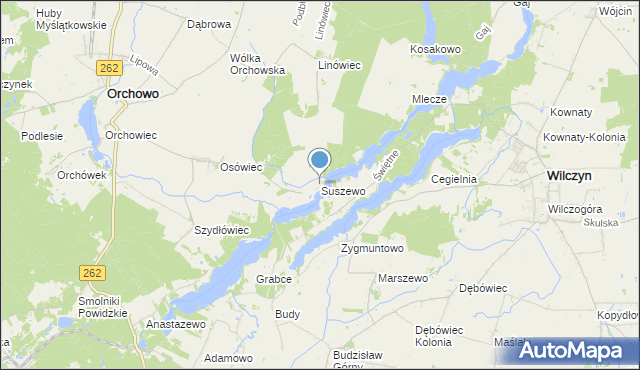 mapa Suszewo, Suszewo gmina Orchowo na mapie Targeo