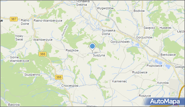 mapa Suszyna, Suszyna na mapie Targeo