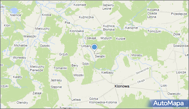 mapa Świątki, Świątki gmina Klonowa na mapie Targeo