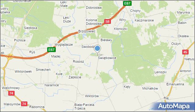 mapa Świątkowice, Świątkowice gmina Lututów na mapie Targeo