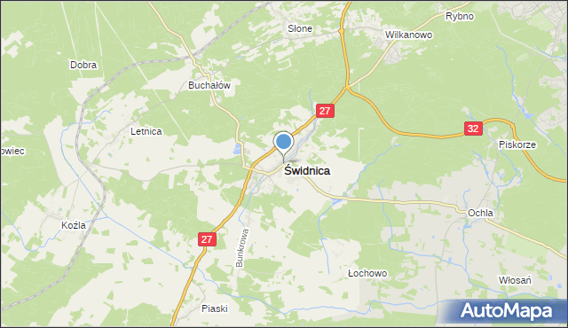 mapa Świdnicy, Świdnica powiat zielonogórski na mapie Targeo