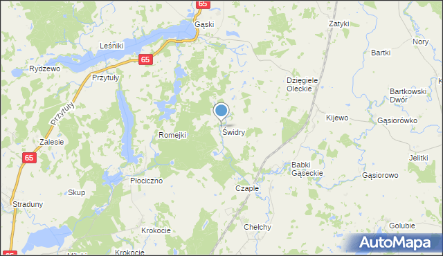 mapa Świdry, Świdry gmina Olecko na mapie Targeo