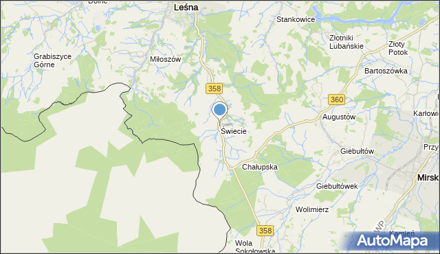 mapa Świecie, Świecie gmina Leśna na mapie Targeo
