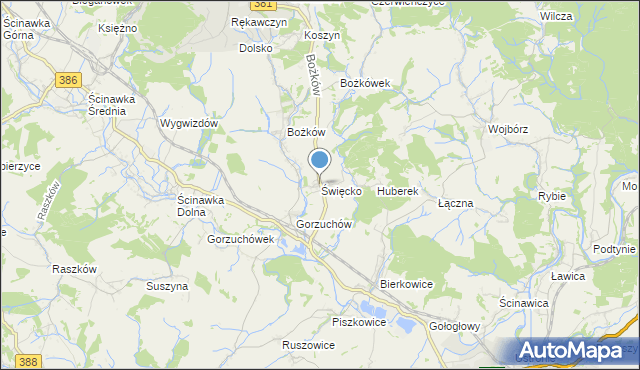 mapa Święcko, Święcko na mapie Targeo