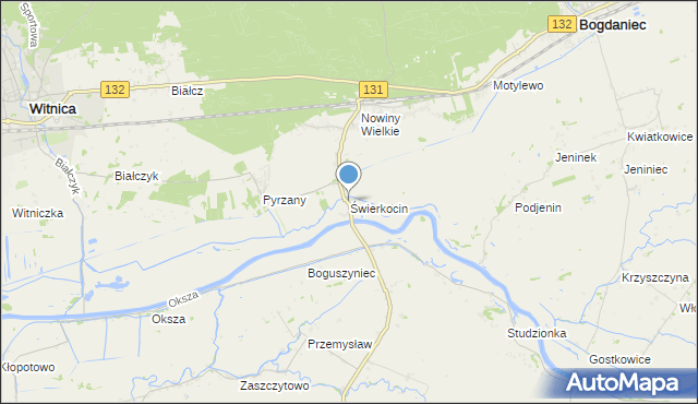 mapa Świerkocin, Świerkocin gmina Witnica na mapie Targeo