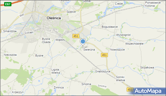 mapa Świerzna, Świerzna na mapie Targeo