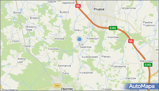 mapa Świerzów, Świerzów na mapie Targeo