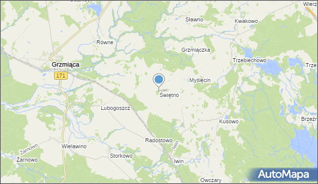 mapa Świętno, Świętno gmina Grzmiąca na mapie Targeo