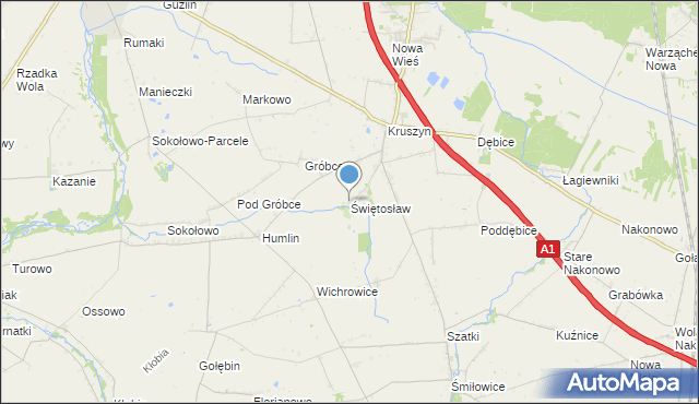 mapa Świętosław, Świętosław gmina Włocławek na mapie Targeo