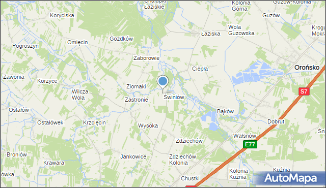 mapa Świniów, Świniów na mapie Targeo