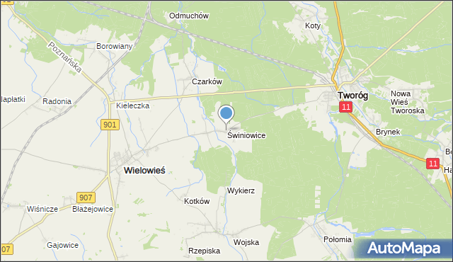 mapa Świniowice, Świniowice na mapie Targeo