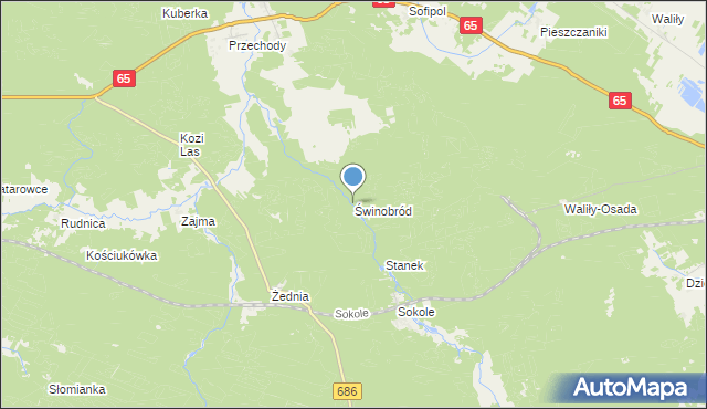 mapa Świnobród, Świnobród gmina Michałowo na mapie Targeo