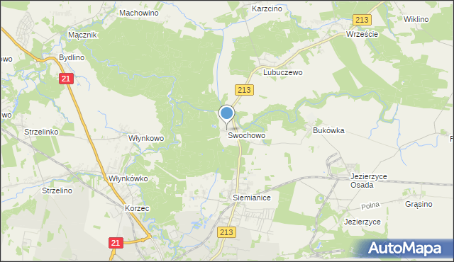 mapa Swochowo, Swochowo gmina Słupsk na mapie Targeo