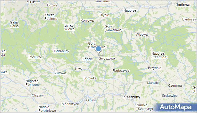 mapa Swoszowa, Swoszowa na mapie Targeo