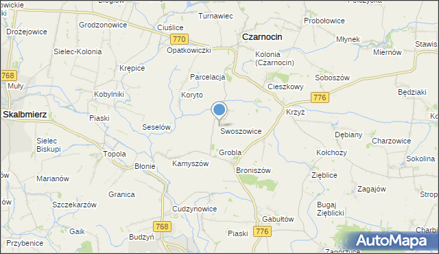 mapa Swoszowice, Swoszowice gmina Czarnocin na mapie Targeo
