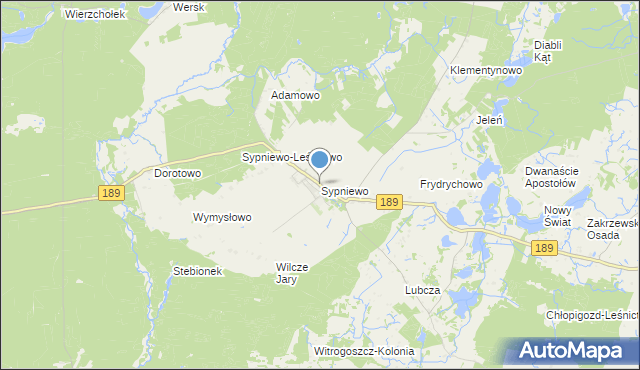 mapa Sypniewo, Sypniewo gmina Więcbork na mapie Targeo